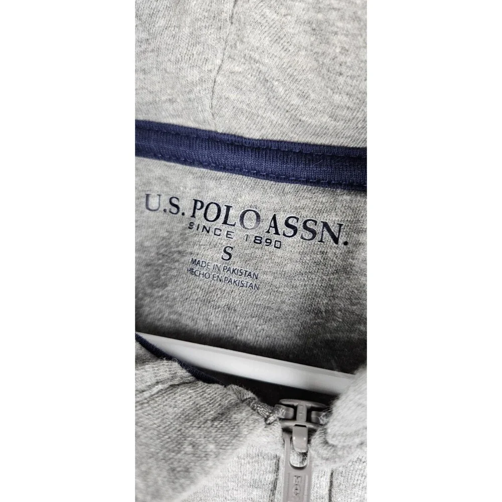 US Polo Assn Men's Small Heather Gray Hooded Jacket Zip Up Hoodie